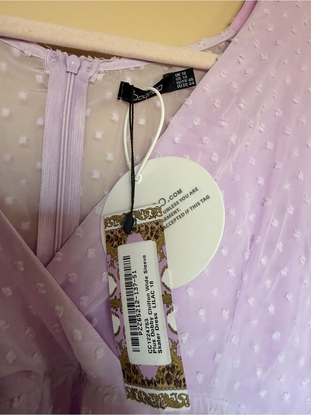 Boohoo Lilac Swiss Dot Mini Dress - Picture 2 of 5